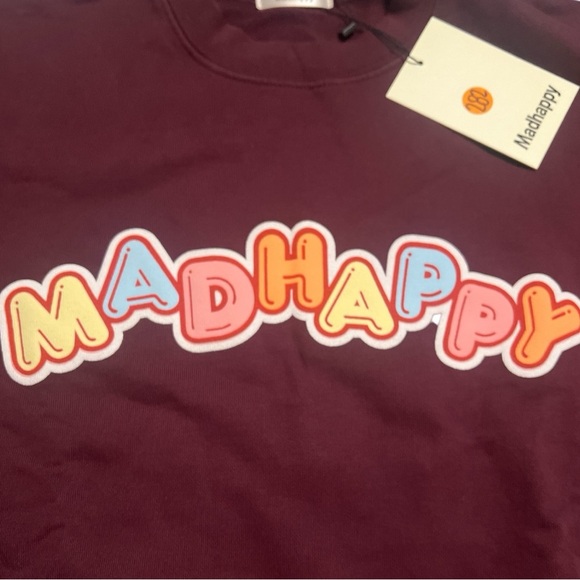 MADHAPPY Crush Universal Crewneck in Port Candy Block Letters | Wine | NEW/NWT♥️ - Picture 3 of 11